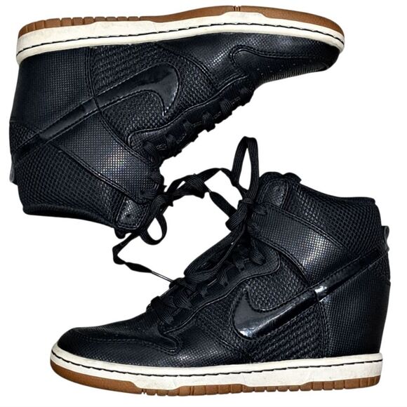 Nike Dunk Sky High Essential Team Red Y Wedge Y2K Lace Up Sneaker Sz 7 Black - Picture 3 of 13